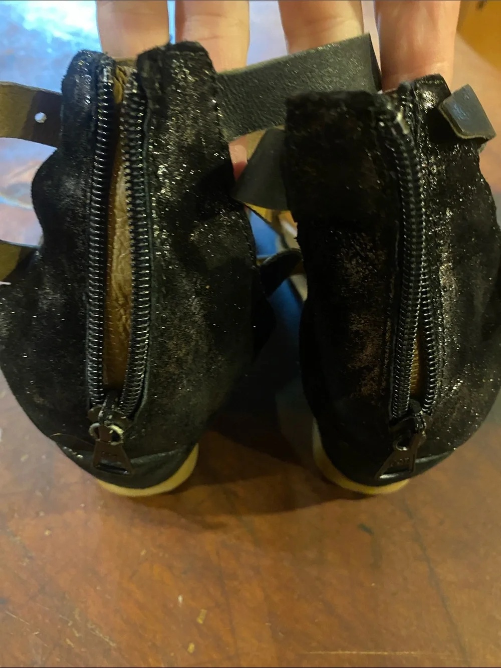 Miz Mooz Black Strappy Wedge Sandals